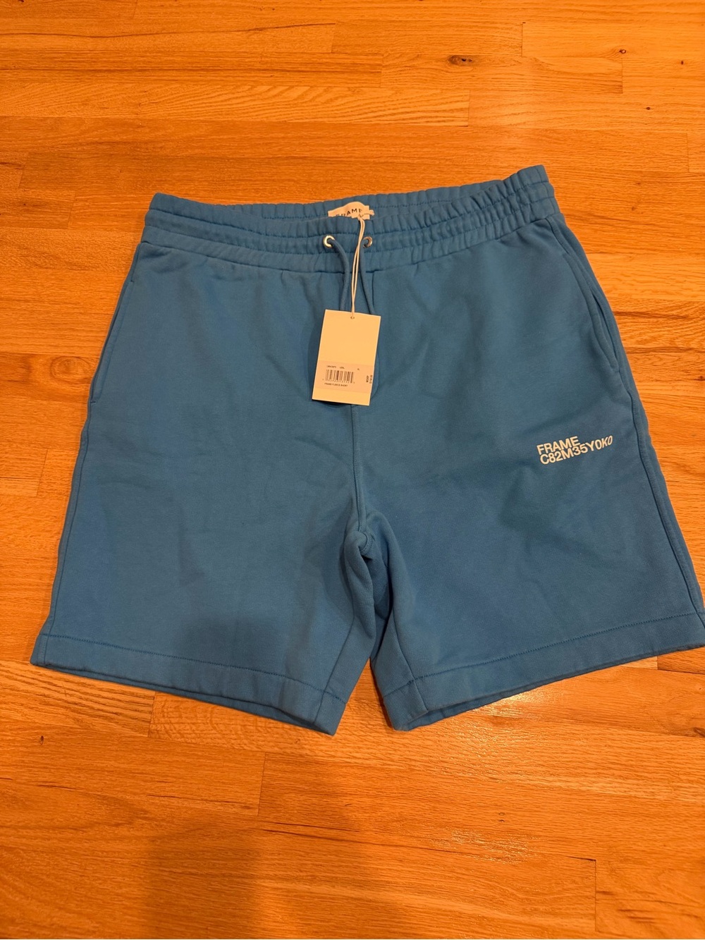 Frame Denim Teal Blue Men's Fleece Athletic Drawstring Shorts